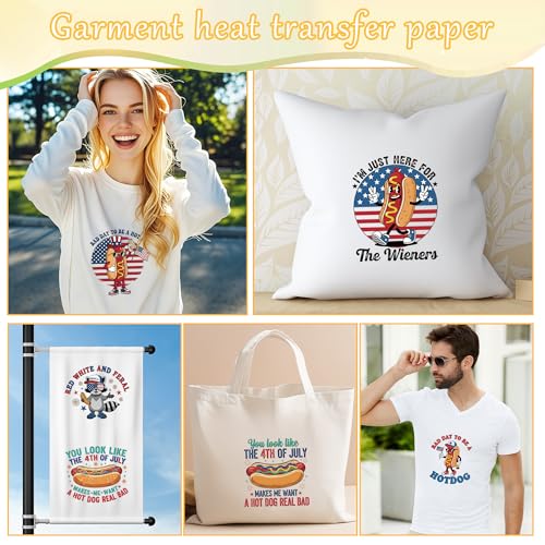 20 Sheets 4th of July Iron on Transfers for T-Shirts - color: Hot Dog