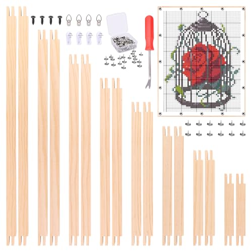 Bensbl 16Pcs Needlepoint Stretcher Bars Kit, 8 Sizes, Cross Stitch Frame - color: 16Pcs