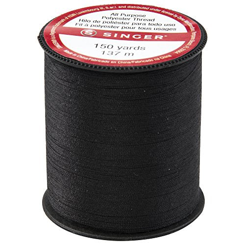 Singer 60110All Purpose Polyester Thread, 150 Yards, Black - color: Black, size: 1- Pack