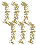 6 Pieces Metallic Leaves Embroidered Iron on Patch Flower Vine Border Lace Applique Long Scroll Motif for Dress Pillow Sewing Accessories Embellishment (Gold) - color: Gold