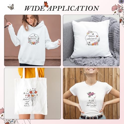 Dtf Transfers Ready to Press - 15Pcs Bible Flowers Iron on Transfers for Tshirts, Motivational Bible Verse Heat Transfer Iron on Decals Patches Stickers for Clothes Pillows Bag DIY Crafts