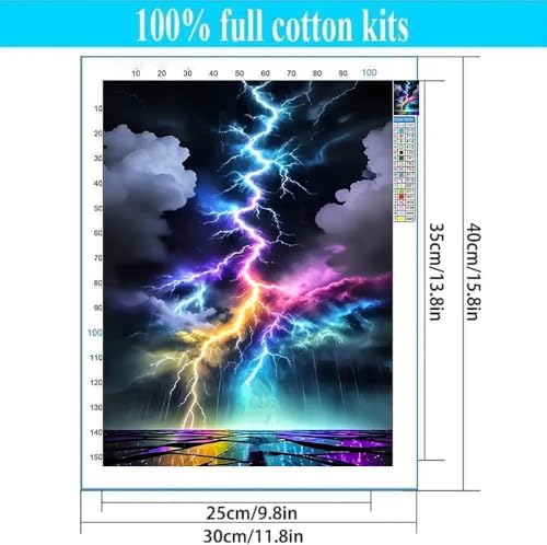 Colorful Lightning Stamped Cross Stitch Kits for Beginners Adults, Dimensions Needlepoint Art Crafts,Counted Cross Stitch Kits Embroidery Kits for Beginners Adults for Home Decor 11.8X15.7inch - color: Cross Stitch-1011-8