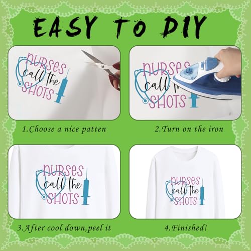 Dazoratix Nurse Iron on Patches - 20 Sheets Funny Coffee Quotes DTF Transfers Ready to Press Heat Stickers Vinyl Decals T Shirts Clothing Pillow Bag Hat Appreciation Week Gifts DIY Crafts Decorations - style: Funny Nurse