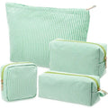 Sanwuta 4 Pcs Seersucker Pouch Striped Makeup Bag Set, Green - color: Green