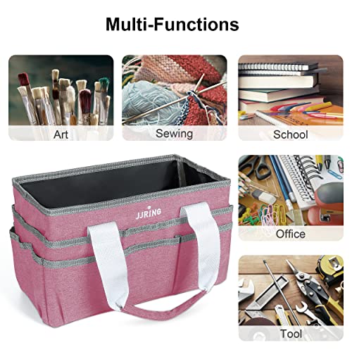 JJRING Craft Organizer Tote Bag Art Storage Caddy Pink - color: Pink, size: Small