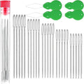 50 pcack Large Eye Hand Sewing Needles Set, 5 Sizes Stainless Steel with Threader - Big Eye Embroidery Quilting Leather Upholstery Beading Needles for Crafts DIY