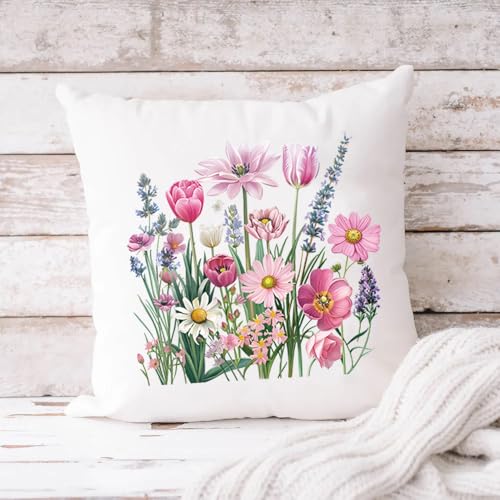 4 Sheets Dtf Transfers Ready to Press Flower Iron on Transfers Patches for T-Shirt Pink Vintage Botanical Heat Transfer Vinyl Appliques Tulip Lily Lavender Daisy Iron on Decals for Clothing DIY Craft - style: Pink Flower B