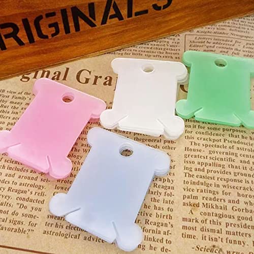 230 Pieces Colourful Plastic Floss Bobbins with Floss Winder for Cross-Stitch Bobbins Card Thread Holder, Craft DIY Sewing Storage