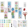 FREEBLOSS 6 Set Easter Cross Stitch Bookmark Kits Easter Eggs Pattern Stamped Cross Stitch Kit with Clear Instructions DIY Bookmarks Cross Stitch Kits Embroidery Bookmarks Kit for Adults Beginners - style: Easter Egg