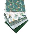 7pcs Green Floral Solid Printed 100% Cotton Quilting Fabric Fat Quarters Bundles 18 x 22 inch - Soft Cotton Squares for Quilting, Accessories, Upholstery, Crafts, and Quilt - color: Green