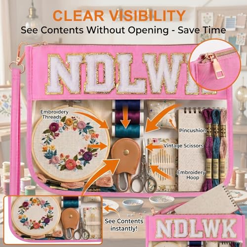 VOOGLAN Needlework Project Bag (Empty), 8 x 12 Inch - color: Pink