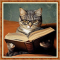 Funchey Counted Cross Stitch Kits for Adults Needlepoint Kits Unprinted Cross Stitching Embroidery Kit 11CT Cross Stitch Supplies-Cats Like to Read Books 18x18 inch - color: Artcolor07