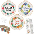 Louise Maelys 3 Pack Funny Quote Embroidery Kit for Beginners Floral - color: kit-18