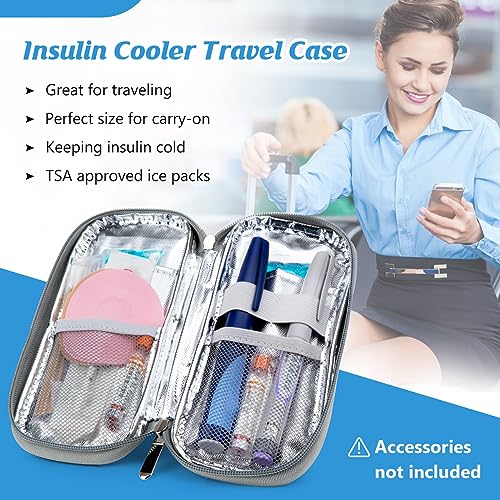 YOUSHARES Insulin Cooler Travel Case - Portable Refrigerated Medicine Case for Insulin Pen, Medication and Diabetic Supplies with 2 TSA Approved Ice Pack - color: Quicksand