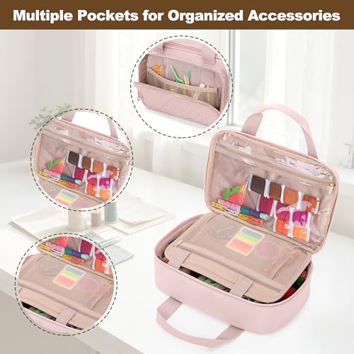 Teamoy Puffer Sewing Organizer Bag, Sewing Supplies Organizer, Pink