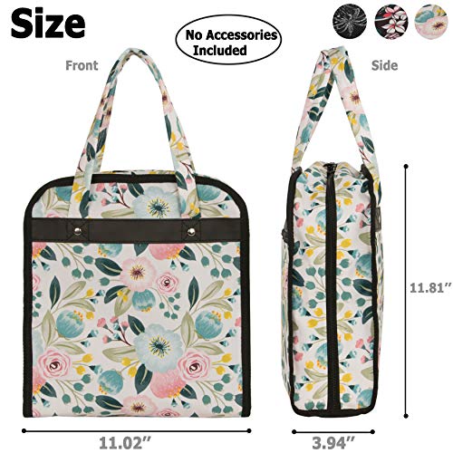 PACMAXI Sewing Accessories Storage Carrying Bag, Knitting, Craft Tools - color: Flower with Beige Background