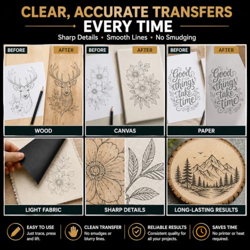 SuFly Carbon Paper for Tracing, Black Graphite Paper for Drawing, 50 Sheets - color: Graphite Black, size: 8.5 in. x 11 in. (1 Pack)