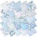 25 Pcs Blue Quilting Fabric Squares 10 x 10 Inch Cotton Precut - color: Blue Floral