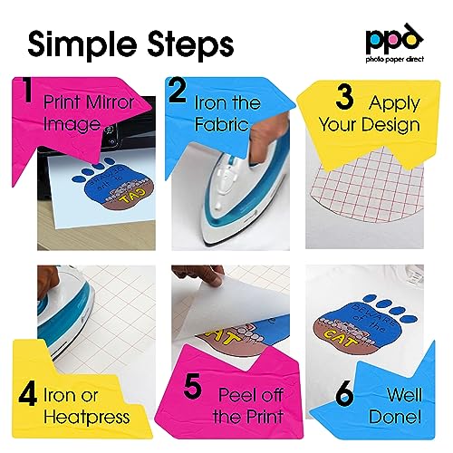 PPD 10 Sheets 8.5x11" Iron-on Heat Transfer Vinyl Paper Light Fabrics - size: 8.5 x 11, style: Light (10 Sheets)