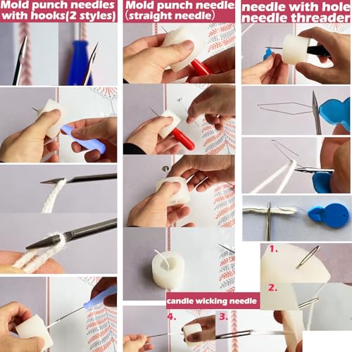 TYMKLMZG 12 PCS Candle Punch Wicking Needle Tools with Hook & Eye Candlewick Inserting Tool Tweezer for Silicone Molds Large-Eye Candle Wicking Needle Threader for Candlewick of All Thicknesses - color: 11PCS