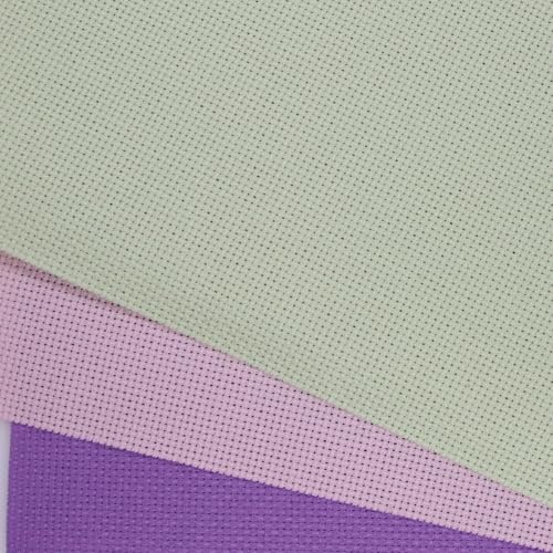 KCS 3 pc of 15" x 18"(38cmx45cm) Counted Cross Stitch Cotton Aida Cloth Needlework Rolled Fabric Box,14CT,Lavender+Pink+Light Green - color: Lavender+pink+light Green, size: 14CT