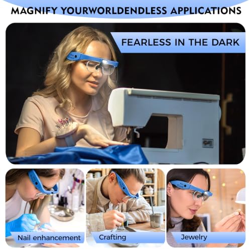 Dilzekui Magnifying Glass w/Light,1.5X-5X Magnifying Glasses Acrylic Lenses - color: Blue