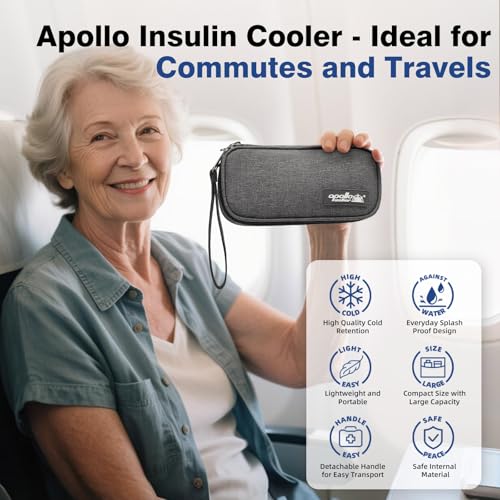 apollo walker Insulin Cooler Travel Case Diabetic Medication with Ice Packs and Insulation Liner insulin cooler travel case tsa approved - color: Gray, size: Small