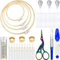 Mudder 53 Pcs Cross Stitch Kit with Embroidery Hoop Bamboo Needles,Blue - color: Blue