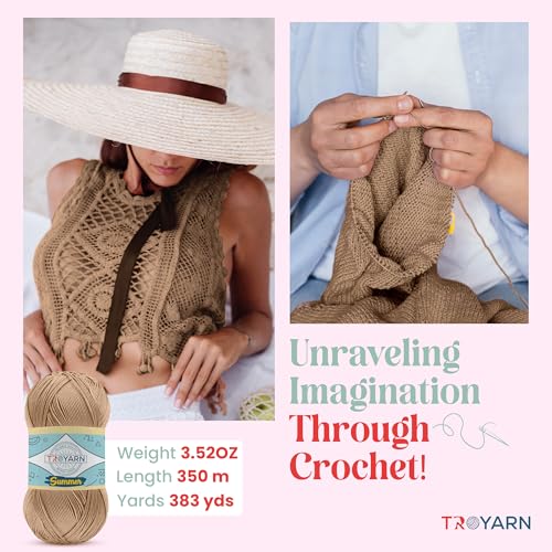 Yarn for Crocheting & Knitting - 2 Skeins (2x383 Yds) (105369 - Cookie) - 100% Microfiber Acrylic for Craft Projects - color: 105369 - Cookie, size: 2 Skein