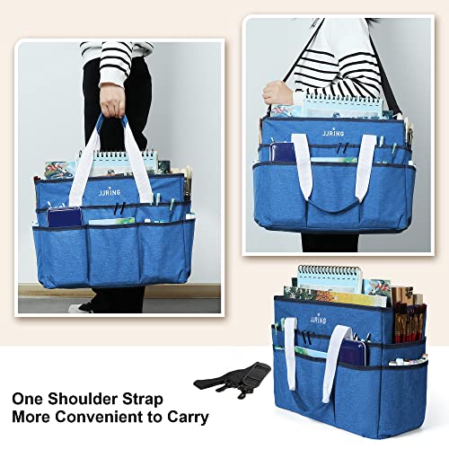 JJRING Craft Organizer Tote Bag Large Art Storage Caddy Blue - color: Blue, size: Large