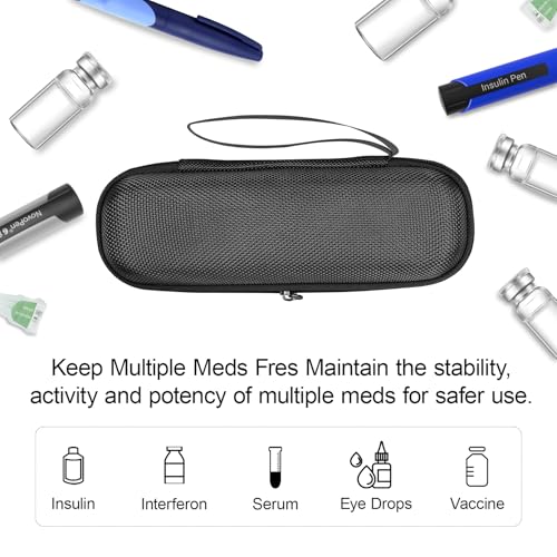 sijidou Insulin Cooler Travel Case, Portable Insulin Travel Case, Insulin Cooling Cases Insulated Organizer for Insulins Pens (Black) - color: Black
