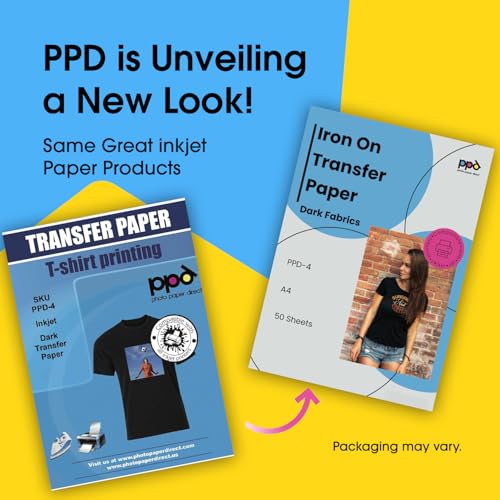PPD 50 Sheets 8.5x11" Iron-on Heat Transfer Vinyl Paper Dark Fabrics Inkjet - size: 8.5 x 11, style: Dark (50 Sheets)