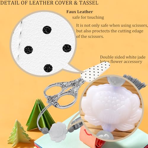 BIHRTC 4.5Inch Needlepoint Scissors Sharp Embroidery Scissor with Cover Tassel Stainless Steel Precision Shears Crochet Cross Shears for Beading Sewing Machine DIY Artwork Knitting - size: 4.5inch, style: Style 1381