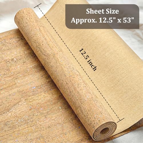 SorenCut Patterned Cork Fabric Roll 12.8 x 54 Inch – Stone-Inspired Mosaic Cork Leather Fabric with Flexible Backing for DIY Crafts, Earrings, Bags, Wallets & Handmade Accessories - color: Iridescent Speckle
