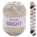 YarnArt Bright Metallic Glitter Yarn – 80% Polyamide 20% Metallic Polyester, 90g 340m, Soft Sparkle Fiber for Crochet, Lace, Summer Tops & Accessories – 4 mm Needle & Hook (120, Light Gold) - color: 120, Light Gold