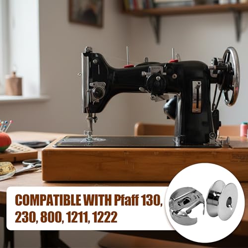 Replacement for PFAFF 2 Bobbin Cases #9076 and 20 Bobbins #9033, Compatible with PFAFF Industrial and Household models 138 234 238 331 333 335 437 438 439 460, Metal Bobbin Case Set Sewing Machines
