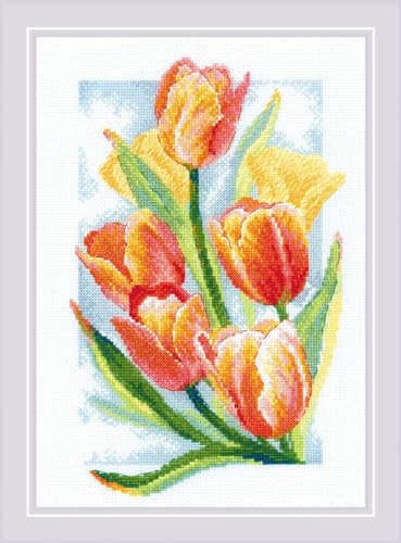 RIOLIS 2191 Spring Glow. Tulips Counted Cross Stitch Kit 8.25 x 11.75 in - style: Spring Glow. Tulips 2191