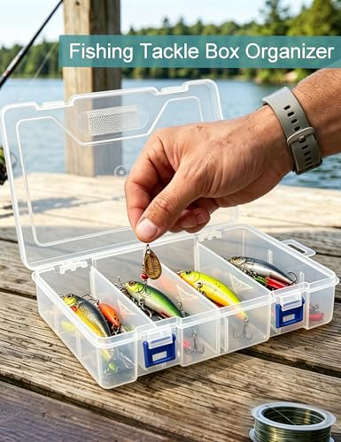 Avlcoaky Tackle Box Organizer Snackle Box Container - Double Layer Thickened PP Small Snack Tackle Boxes Plastic Organizer Box with Dividers, Heavy Duty Arts Crafts Clear Organizers