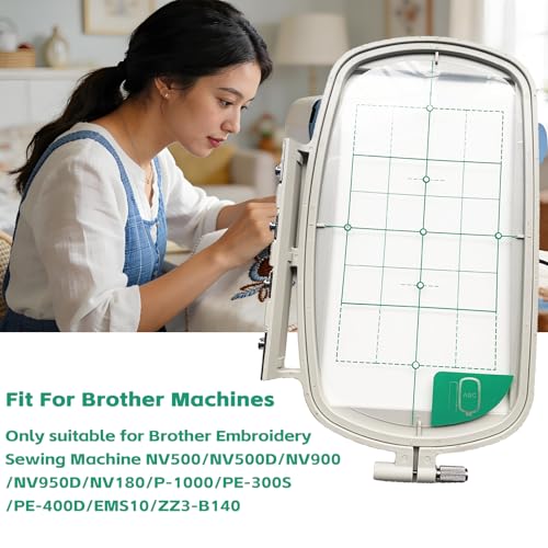Tarjenle Embroidery Hoop Frame, Professional Stretch Frame for Brother Sewing Machine, Grid Hoop, for NV500/NV500D/NV900/NV950D/NV180/P-1000/PE-300S/PE-400D/EMS10/ZZ3-B140 (White, 100x100mm) - size: 100x100mm
