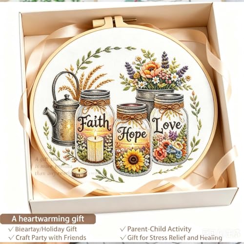 Inspirational Embroidery Kit for Beginners,Sewing Kit for Adults - color: Embroidery Kits-0621-16