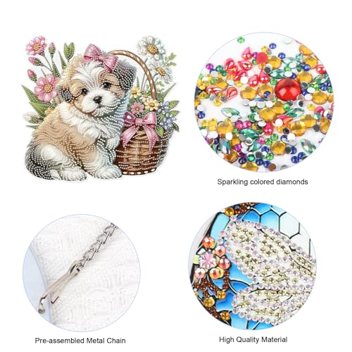 JISHSHAY Diamond Painting Hanging Pendant Dog Diamond Art Hanging Ornament Animal Gem Art Pendant Gem Painting Wind Chimes Mosaic Kits for Adults Windchimes Embroidery Suncatchers Sun Catchers - color: Dog