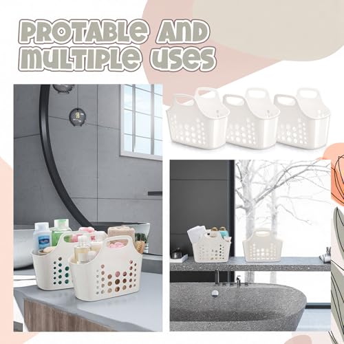 Nuogo 20 Pack Plastic Baskets with Handles Portable Caddy, White - color: White