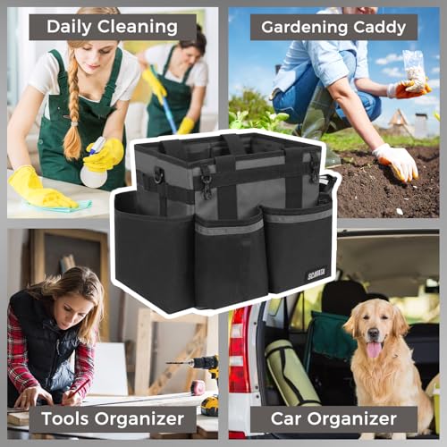SCAVATA Compact Wearable Cleaning Caddy with Handle & Shoulder Straps - color: DarkGrey