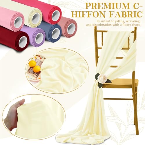 Horbaunal Ivory Chiffon Fabric by The Yard, 1 Yard Precut Sheer Fabric - color: Ivory, size: 1 Yard