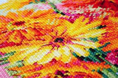 RIOLIS 1485 Watercolor Gerberas Counted Cross Stitch Kit 11.75 x 11.75 in - style: Watercolor Gerberas 1485