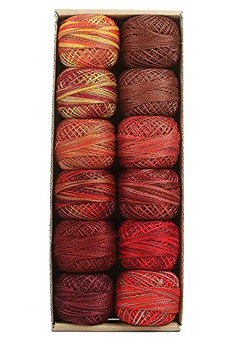 Valdani Pearl Cotton Sz 8 | Fire Balls | 12 Balls | 73 Yds/Ball - color: Fire Balls S8, size: 8