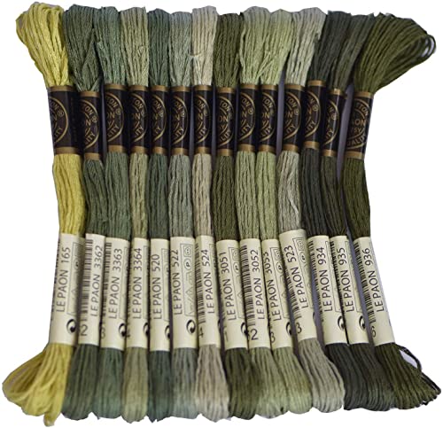 Premium Rainbow Color Embroidery Floss - Cross Stitch Threads - Friendship Bracelets Floss - Crafts Floss - 14 Skeins Per Pack Embroidery Floss, Light Moss Green,Gradient - color: Lt Moss Green,Gradient