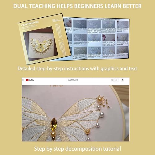 Bead Embroidery Kit for Adults with Instructions Video and Gift Box - color: Golden - Beginner