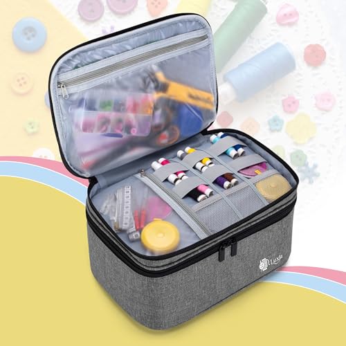 Luxja Double-Layer Large Sewing Organizer, Gray - color: Gray, size: Large