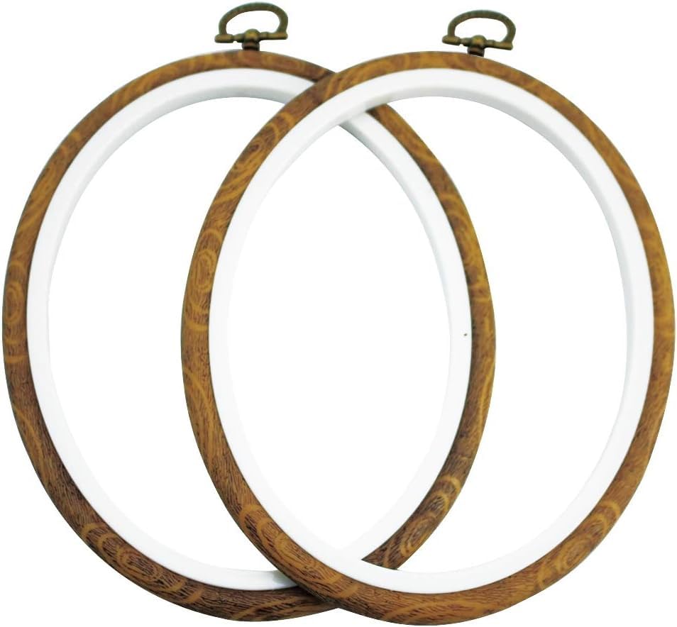 guofa 6.7'' Oval Embroidery Hoops- 2PCS 17x13CM Decorative Cross Stitch Hoops, Imitated Wood Resin Embroidery Frame Hoop for Art Craft Sewing - style: 6.7"L x 5.3"W